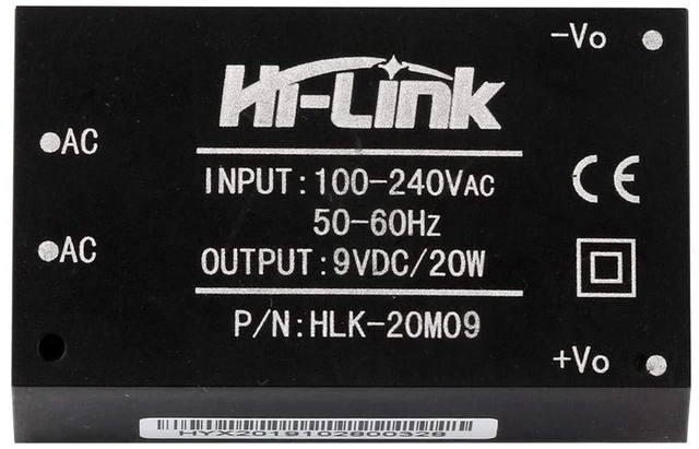 Main image of AJMRTC HLK-20M09 AC-DC Isolated Power Supply Module, AC 85-265V to DC 9V 20W Step-Down Switching Power Module for Household IoT, Smart Devices, Pack of 2