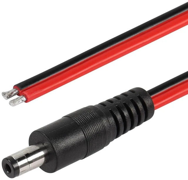 Alt view image 3 of 5 - AJMRTC DC5521 Power Pigtail Cable, 3.2FT 14AWG 5.5mm x 2.1mm DC Male Plug to Bare Open Wire Power Lead for CCTV Camera LED Strip Router DIY Power Project