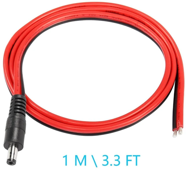 Alt view image 5 of 5 - AJMRTC DC5521 Power Pigtail Cable, 3.2FT 14AWG 5.5mm x 2.1mm DC Male Plug to Bare Open Wire Power Lead for CCTV Camera LED Strip Router DIY Power Project