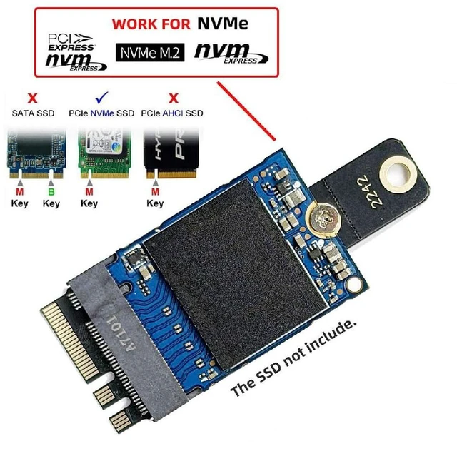 Alt view image 5 of 7 - AJMRTC M.2 NGFF A+E Key 2230 Male to M-Key NVMe Female Extension Adapter, Laptop Motherboard A+E Slot to NVMe SSD Converter, Supports 2230 / 2242 M.2 NVMe SSD