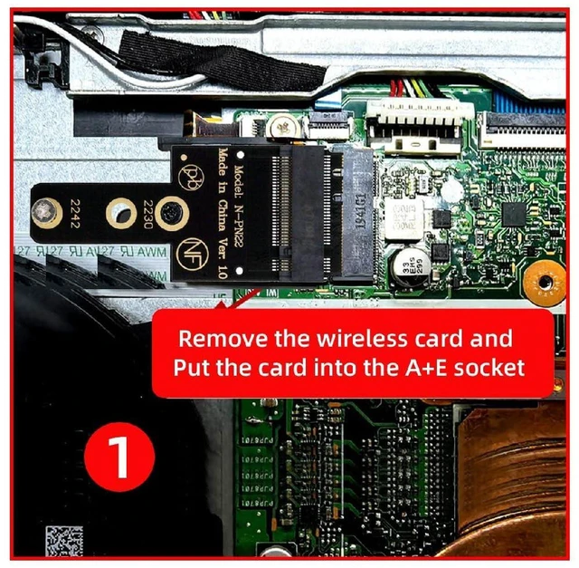 Alt view image 7 of 7 - AJMRTC M.2 NGFF A+E Key 2230 Male to M-Key NVMe Female Extension Adapter, Laptop Motherboard A+E Slot to NVMe SSD Converter, Supports 2230 / 2242 M.2 NVMe SSD