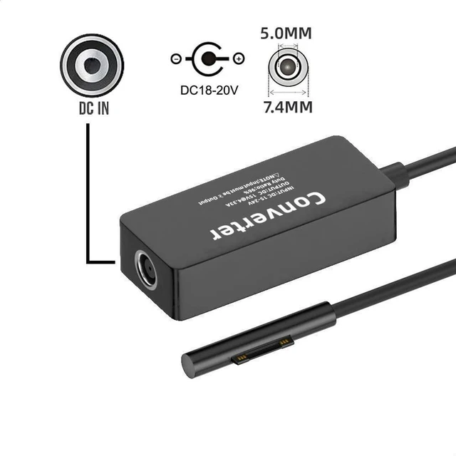 Alt view image 6 of 7 - AJMRTC 65W DC 7.4x5.0mm to Surface Connect Charging Cable, Wide Voltage 15V-24V 20V Power Cord for Microsoft Surface Pro 3 4 5 6 7 8 9, Surface Book Pro Tablet Charger Adapter