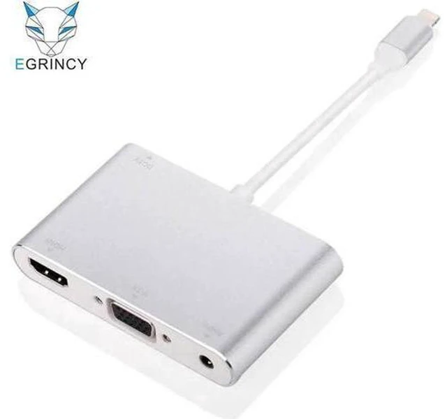 Main image of AJMRTC 3 in 1 Lightning to HDMI VGA AV Converter Adapter, 1080P Full HD Screen Mirroring with 3.5mm Audio Jack, Digital Video Adapter for iPhone iPad to TV, Monitor, Projector