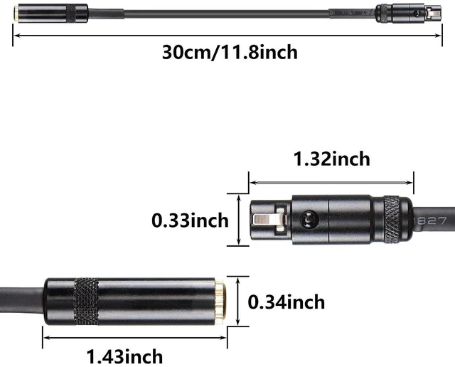 Alt view image 6 of 6 - AJMRTC 3.5mm 1/8" TRS to 3-Pin Mini XLR Audio Adapter Cable, 1FT Short Balanced Audio Cord for Camera, Camcorder, Audio Recorder, Lavalier Microphone and Field Recording