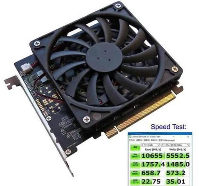 Alt view image 6 of 7 - AJMRTC 4-Port NVMe M.2 AHCI to PCIe 3.0 Gen3 X16 Expansion RAID Card with Cooling Fan, VROC Ready Hyper Adapter for 2280 M-Key NVMe SSD, Desktop PC, Workstation, Server Storage Upgrade