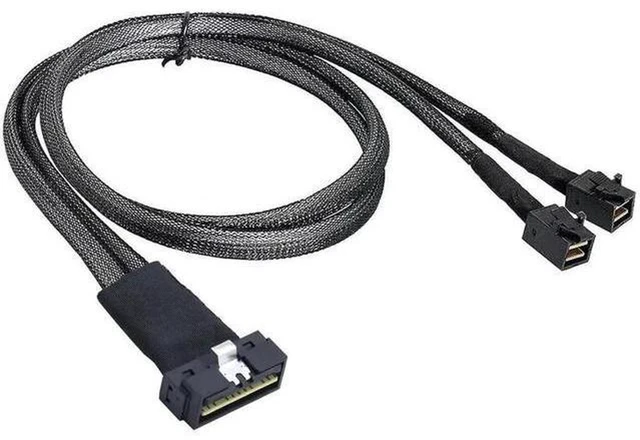 Alt view image 4 of 6 - AJMRTC Slimline SFF-8654 8i to Dual SFF-8643 Server Breakout Cable, 12Gbps High Speed Slim SAS Internal Data Cord for RAID Controller, HBA, Server Backplane, Storage Expansion