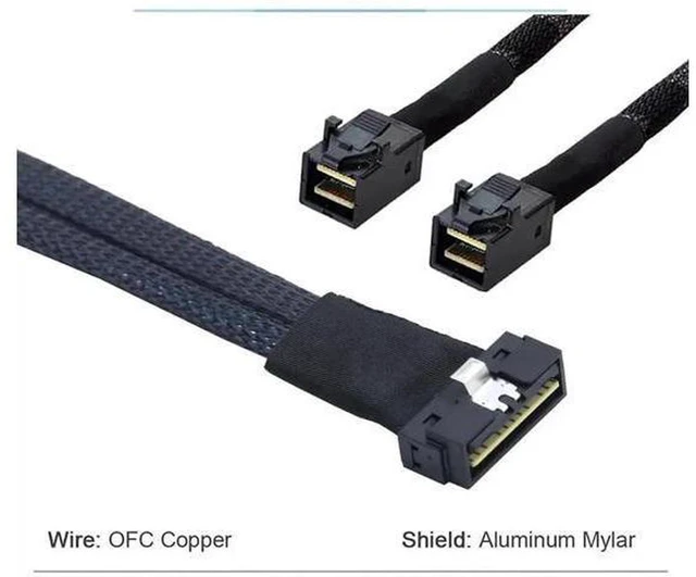 Alt view image 2 of 6 - AJMRTC Slimline SFF-8654 8i to Dual SFF-8643 Server Breakout Cable, 12Gbps High Speed Slim SAS Internal Data Cord for RAID Controller, HBA, Server Backplane, Storage Expansion