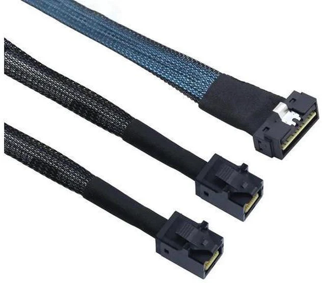 Alt view image 3 of 6 - AJMRTC Slimline SFF-8654 8i to Dual SFF-8643 Server Breakout Cable, 12Gbps High Speed Slim SAS Internal Data Cord for RAID Controller, HBA, Server Backplane, Storage Expansion