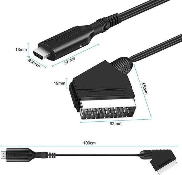 Alt view image 6 of 6 - AJMRTC SCART to HDMI Converter, 1080P HD Analog to Digital Audio Video Adapter, Upscaler for SCART VCR, DVD, Retro Game Console, Set-Top Box to Modern HDTV, Monitor, Projector