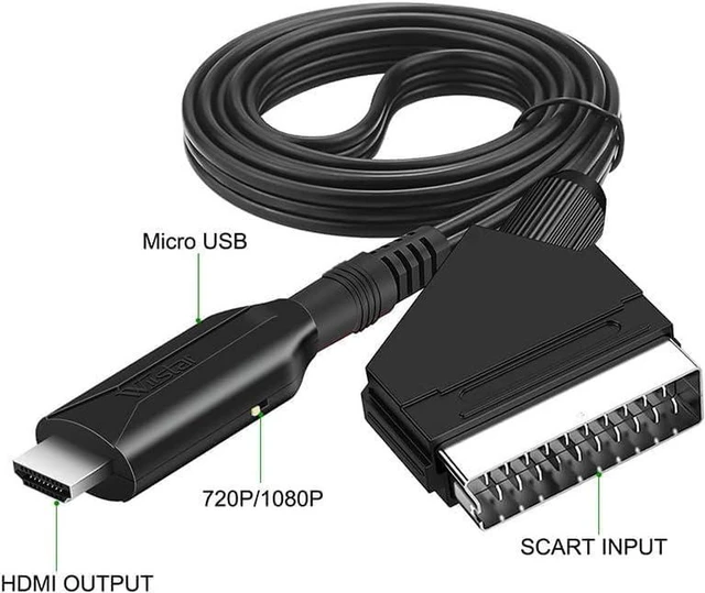 Alt view image 3 of 6 - AJMRTC SCART to HDMI Converter, 1080P HD Analog to Digital Audio Video Adapter, Upscaler for SCART VCR, DVD, Retro Game Console, Set-Top Box to Modern HDTV, Monitor, Projector