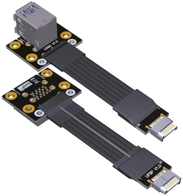 Main image of AJMRTC USB3.0 Dual Type-A Female to Type-E B-Key 24Pin Male Motherboard Front Panel Adapter Cable, Internal Chassis USB Converter for PC Case Front I/O Upgrade