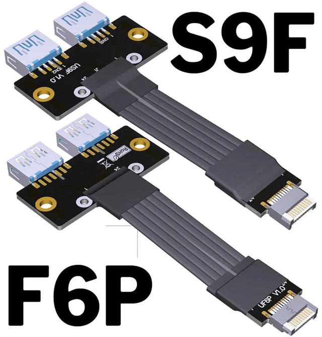 Alt view image 4 of 7 - AJMRTC USB3.0 Dual Type-A Female to B-Key Type-E 24Pin Male Front Panel Adapter Cable, Internal Motherboard Header Breakout Cord for PC Chassis I/O Modding