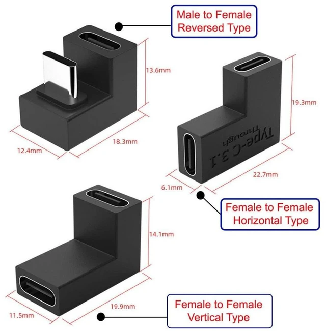 Alt view image 5 of 7 - AJMRTC 3 Pack USB-C Female to Female Coupler, USB 3.1 Gen2 10Gbps PD 65W Type-C Extension Connector for USB-C Cable Extending, Laptop, Phone, SSD, Docking Station