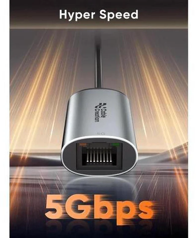 Alt view image 4 of 6 - AJMRTC 5Gbps USB C to RJ45 Ethernet Adapter, Type-C 5GbE LAN Network Adapter, Thunderbolt 3/4 Compatible for Laptop, MacBook, NAS, Gaming, Video Editing