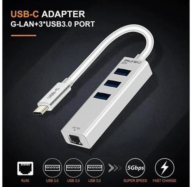 Alt view image 4 of 6 - AJMRTC USB C Ethernet Hub, Type-C to USB 3.0 + RJ45 Gigabit LAN Network Adapter, Plug and Play for Windows 10, Xiaomi Mi Box, Laptop, Android TV, Tablet