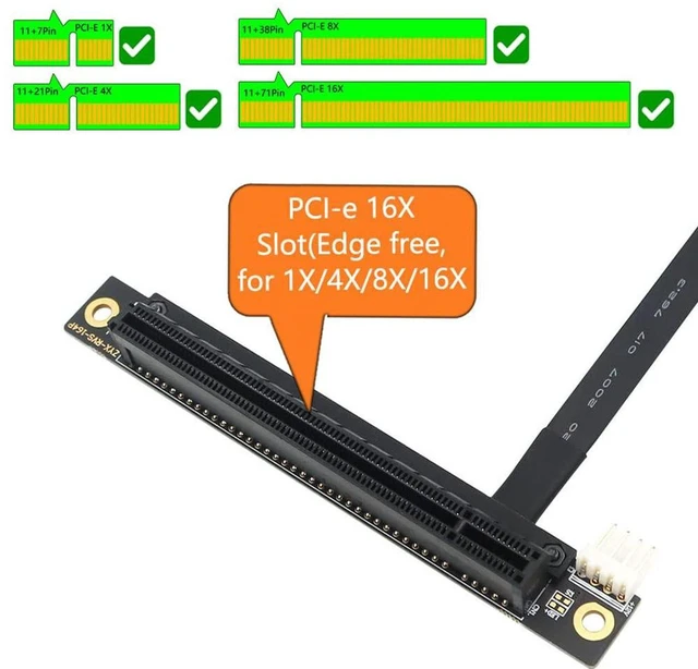 Alt view image 5 of 7 - AJMRTC 270° M.2 NGFF Dual Key A-E to PCIe x16 Riser Adapter Cable, 20cm, 4Pin FDD 12V Power, M.2 2230 A+E Key PCI-E 3.0 Extender for Mini PC, PCIe Device Testing