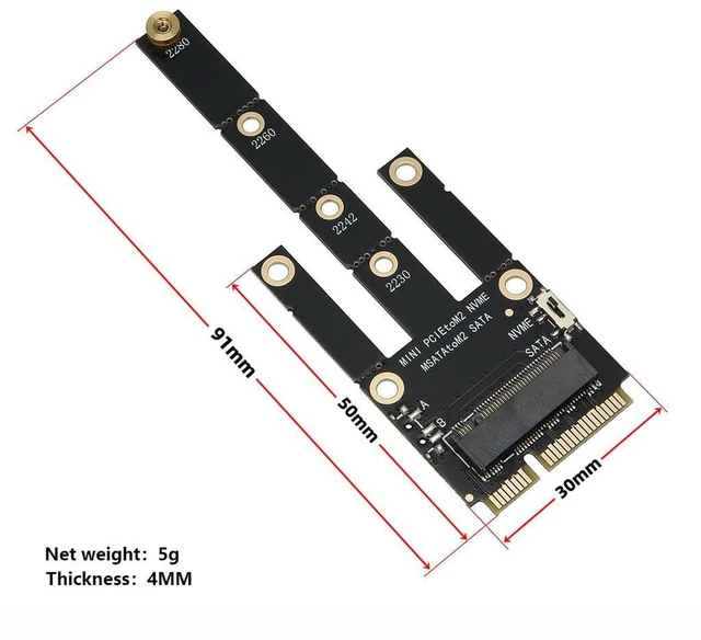 Alt view image 7 of 7 - AJMRTC Mini PCI-E to M.2 NVMe & mSATA to NGFF SATA Dual-Purpose Adapter Card, PCIe X1 Speed Storage Expander for Laptop, Industrial Motherboard, SSD Upgrade