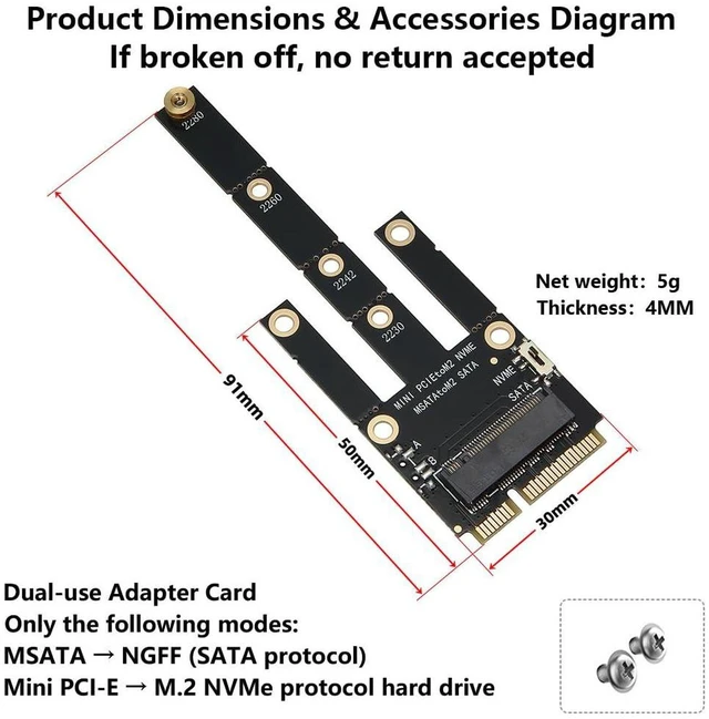 Alt view image 4 of 7 - AJMRTC Mini PCI-E to M.2 NVMe & mSATA to NGFF SATA Dual-Purpose Adapter Card, PCIe X1 Speed Storage Expander for Laptop, Industrial Motherboard, SSD Upgrade