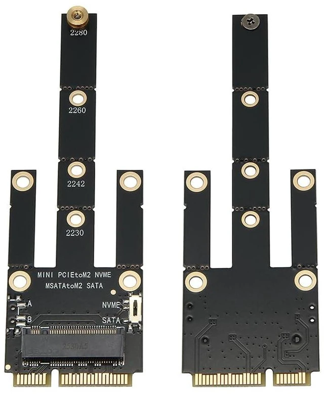 Alt view image 6 of 7 - AJMRTC Mini PCI-E to M.2 NVMe & mSATA to NGFF SATA Dual-Purpose Adapter Card, PCIe X1 Speed Storage Expander for Laptop, Industrial Motherboard, SSD Upgrade