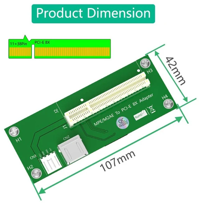 Alt view image 2 of 7 - AJMRTC Mini PCI-E to PCIe X4/X8 Vertical Riser Card, 2.5Gbps PCIe 1.1 Speed with USB Port, High Speed FPC Flat Cable, Magnetic Pad for Laptop, Industrial PC, Expansion Card Modding