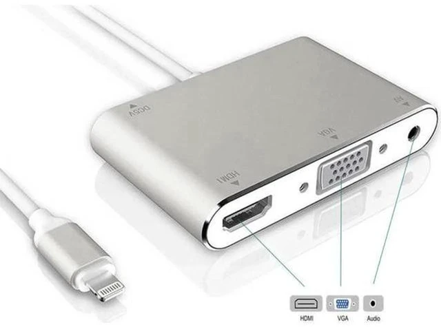 Alt view image 5 of 6 - AJMRTC Lightning to HDMI VGA Audio Adapter Cable, Lightning Digital AV Converter Support 1080P Video Output for iPhone iPad, Sync Screen to TV Monitor Projector