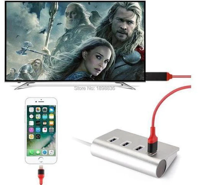 Alt view image 5 of 6 - AJMRTC 2M Lightning to HDMI HDTV AV Adapter Cable, Lightning Digital AV 1080P Screen Mirroring Cord for iPhone 5 6 6s 6 Plus 7, Sync Video to TV Monitor Projector