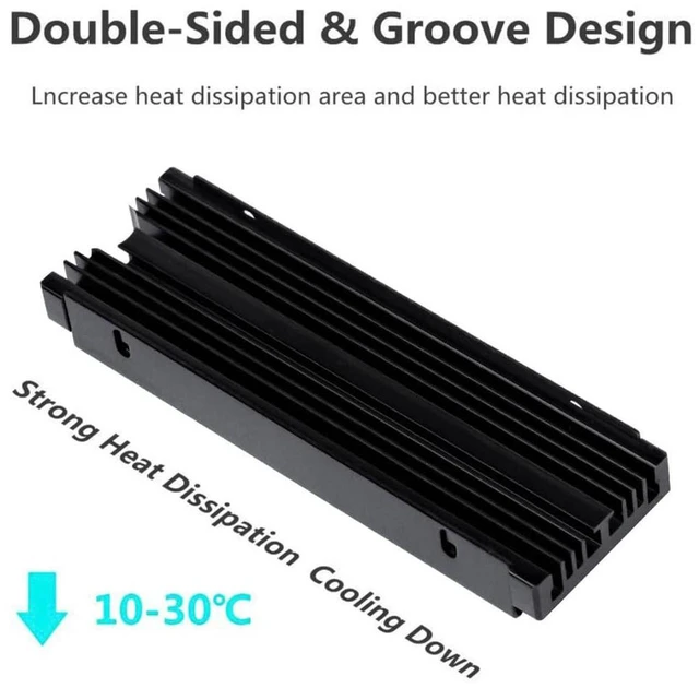 Alt view image 7 of 7 - AJMRTC M.2 SSD Heatsink, Dual-Side Grooved Aluminum Alloy Passive Cooler, Ultra Slim 0.39in Thick, Black, No Fan, Compatible with 2230 2242 2260 2280 NVMe SATA M.2 SSD for Desktop Laptop