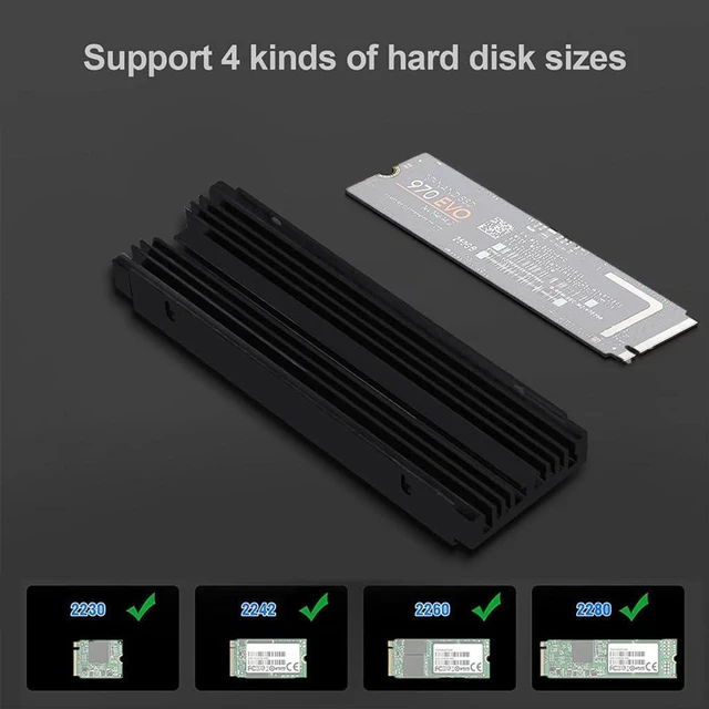Alt view image 2 of 7 - AJMRTC M.2 SSD Heatsink, Dual-Side Grooved Aluminum Alloy Passive Cooler, Ultra Slim 0.39in Thick, Black, No Fan, Compatible with 2230 2242 2260 2280 NVMe SATA M.2 SSD for Desktop Laptop
