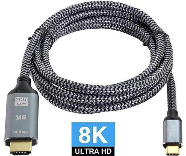 Main image of AJMRTC USB4 Type-C Male to HDMI 2.0 Male Cable, 8K UHD & 4K High Speed Video Cord, DP Alt Mode Type-C Source to HDTV Display Converter for Laptop, Monitor, TV