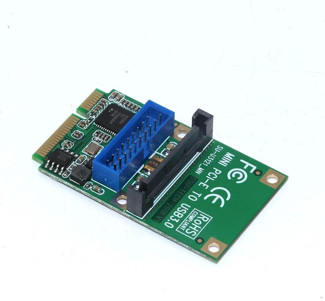 Alt view image 4 of 5 - AJMRTC Mini PCI-E to USB 3.0 Expansion Adapter Card, Mini PCI Express to 19-Pin / 20Pin USB3.0 Internal Header Converter with 15Pin SATA Auxiliary Power Port for Desktop PC, Embedded System Front Pane