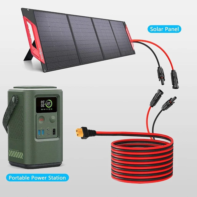Alt view image 3 of 7 - AJMRTC Solar Panel Connector to XT60 Cable, 16.4FT 14AWG PV Extension Wire, Male Female Solar Plug to XT60 Adapter Cord for Solar Generator, Power Station, Off-Grid Solar Setup
