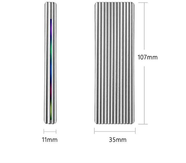 Alt view image 2 of 3 - AJMRTC M.2 M Key NVMe SSD Enclosure, USB-C to USB-C 10Gbps / 5Gbps USB3.1 NGFF External SSD Case, Aluminum Alloy Portable Mobile Box with RGB Light, Black