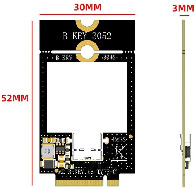 Alt view image 7 of 7 - AJMRTC M.2 B Key WWAN 4G LTE Module Adapter Card, NGFF M.2 B-Key to USB-C Expansion Board with Dual TF / Dual Nano SIM Slot, Compatible with 3042 & 3052 WWAN 3G/4G/5G Communication Module