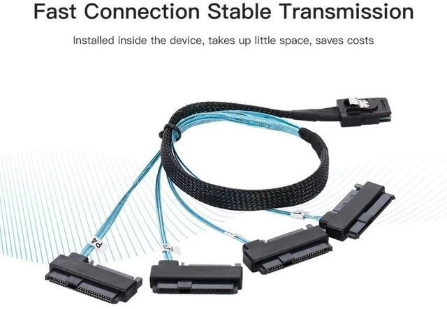 Alt view image 6 of 7 - AJMRTC 1M Mini SAS SFF-8087 36Pin Breakout Cable, SFF-8087 Host to 4 SFF-8482 SAS Target Drives with Separate Power, 6Gbps Internal Fanout Cable for RAID Controller, Server Storage Backplane, JBOD