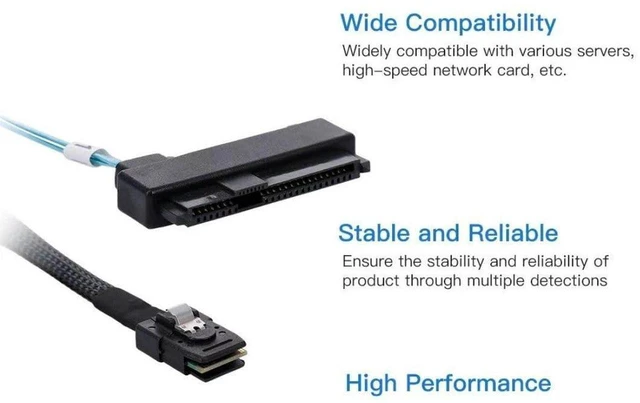 Alt view image 7 of 7 - AJMRTC 1M Mini SAS SFF-8087 36Pin Breakout Cable, SFF-8087 Host to 4 SFF-8482 SAS Target Drives with Separate Power, 6Gbps Internal Fanout Cable for RAID Controller, Server Storage Backplane, JBOD