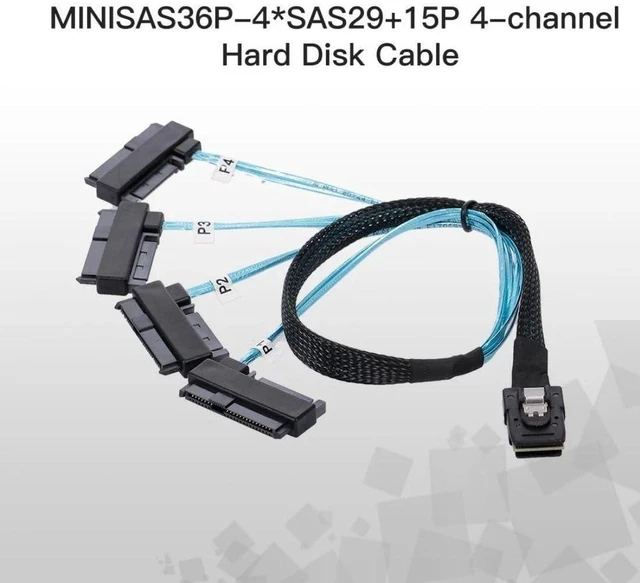 Alt view image 2 of 7 - AJMRTC 1M Mini SAS SFF-8087 36Pin Breakout Cable, SFF-8087 Host to 4 SFF-8482 SAS Target Drives with Separate Power, 6Gbps Internal Fanout Cable for RAID Controller, Server Storage Backplane, JBOD