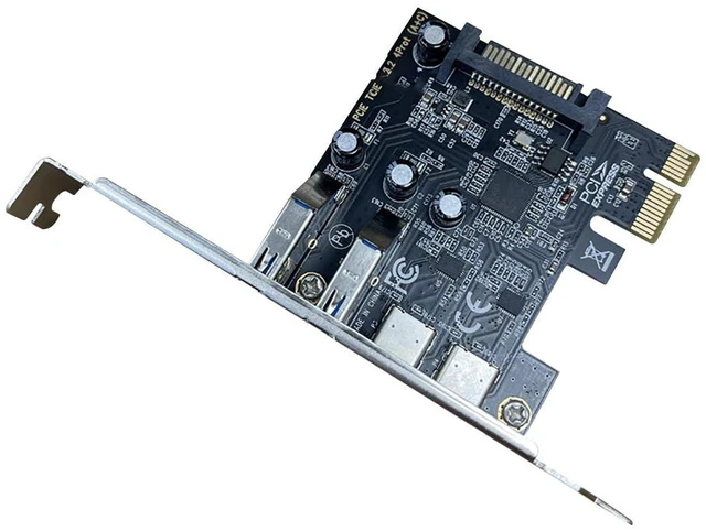 Alt view image 5 of 7 - AJMRTC MCA627 PCI-E 4-Port USB3.2 Gen1 Expansion Card 5Gbps USB-A & USB-C Adapter with SATA 15PIN Power, PCIe x1 for Desktop PC, Compatible with 2U Small Chassis and 4U Large Chassis, Support Windows