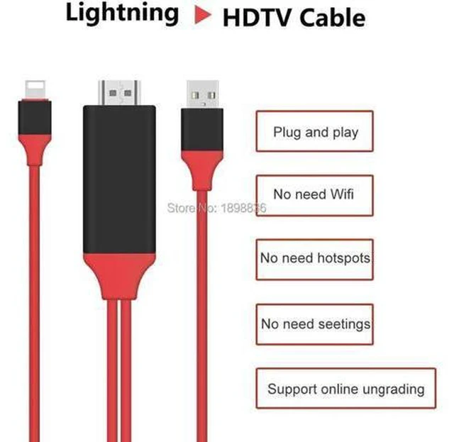 Alt view image 6 of 6 - AJMRTC 8 Pin Lightning to HDMI HDTV AV Adapter Cable, Digital Screen Mirroring Converter for iPhone 5/SE/6S/7/8/X, iOS 10 / 11, Connect to TV Monitor Projector