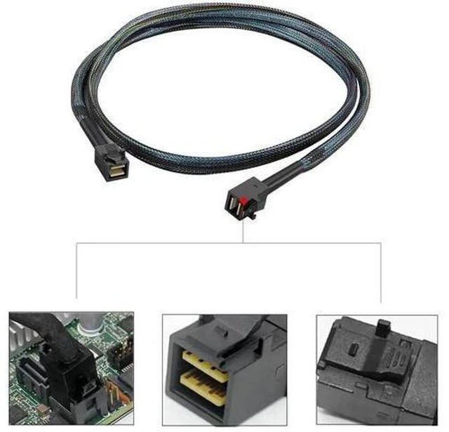 Alt view image 4 of 6 - AJMRTC 2 Pack Internal Mini SAS HD SFF-8643 to SFF-8643 Cable, High Speed Server Storage Cable for RAID Controller, Hard Drive Backplane, NAS, SAS SSD