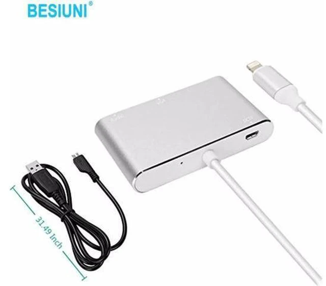 Alt view image 4 of 6 - AJMRTC Lightning to HDMI VGA Audio Adapter, 2-in-1 Digital AV Converter with USB Power Cable, Screen Mirroring for iPhone iPad, Support 1080P Output to TV Monitor Projector