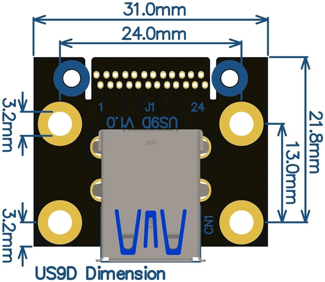 Alt view image 6 of 7 - AJMRTC USB 3.0 Dual A Female to USB-C Type-E B-Key 24Pin Motherboard Front Panel Adapter Cable, Internal PC Chassis Header Converter for Desktop Case