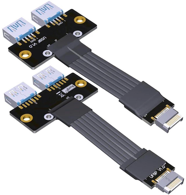 Main image of AJMRTC USB3.0 Dual Type-A Female to Type-E B-Key 24Pin Male Adapter Cable, Internal Motherboard Front Panel Converter for Desktop PC Case Modding