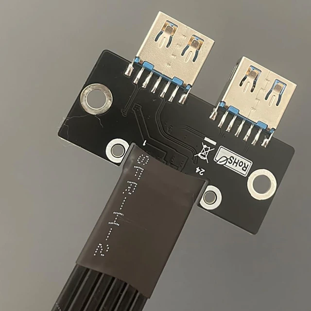 Alt view image 5 of 6 - AJMRTC USB3.0 Dual Type-A Female to Type-E B-Key 24Pin Male Adapter Cable, Internal Motherboard Front Panel Converter for Desktop PC Case Modding
