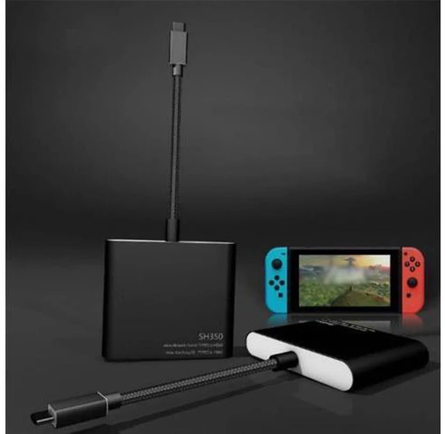 Alt view image 5 of 6 - AJMRTC SH350 Type-C to HDMI Converter Dock, Portable TV Adapter Base for Nintendo Switch, Support PD Charging, 1080P HD Video Output for Gaming, Monitor, Projector