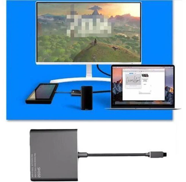 Alt view image 6 of 6 - AJMRTC SH350 Type-C to HDMI Converter Dock, Portable TV Adapter Base for Nintendo Switch, Support PD Charging, 1080P HD Video Output for Gaming, Monitor, Projector