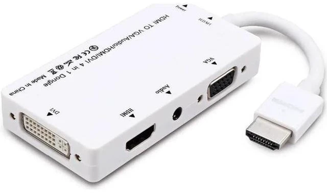 Alt view image 2 of 6 - AJMRTC 4-in-1 HDMI Multiport Adapter, HDMI Input to HDMI + VGA + DVI + 3.5mm Audio Output Converter, 1080P Full HD Video Audio Splitter Hub for Laptop, PC, Monitor, Projector