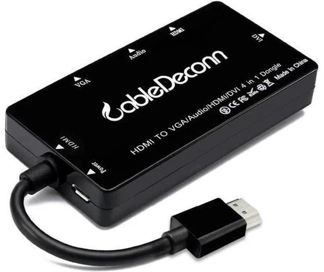 Alt view image 4 of 6 - AJMRTC 4-in-1 HDMI Multiport Adapter, HDMI Input to HDMI + VGA + DVI + 3.5mm Audio Output Converter, 1080P Full HD Video Audio Splitter Hub for Laptop, PC, Monitor, Projector