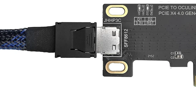 Alt view image 7 of 7 - AJMRTC PCIe 4.0 X4 to SFF-8612 OCuLink Female Adapter Card, Support SFF-8611 OCuLink Data Cable, Compatible with Motherboard PCIe X4 / X8 / X16 Slot for eGPU, U.2 NVMe SSD, Storage Expansion