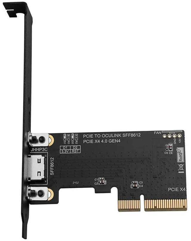 Alt view image 3 of 7 - AJMRTC PCIe 4.0 X4 to SFF-8612 OCuLink Female Adapter Card, Support SFF-8611 OCuLink Data Cable, Compatible with Motherboard PCIe X4 / X8 / X16 Slot for eGPU, U.2 NVMe SSD, Storage Expansion