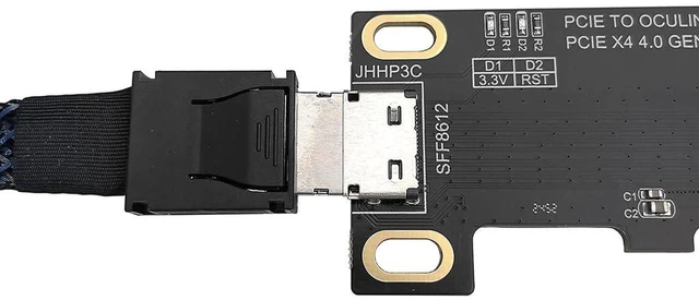 Alt view image 5 of 7 - AJMRTC PCIe 4.0 X4 to SFF-8612 OCuLink Female Adapter Card, Support SFF-8611 OCuLink Data Cable, Compatible with Motherboard PCIe X4 / X8 / X16 Slot for eGPU, U.2 NVMe SSD, Storage Expansion